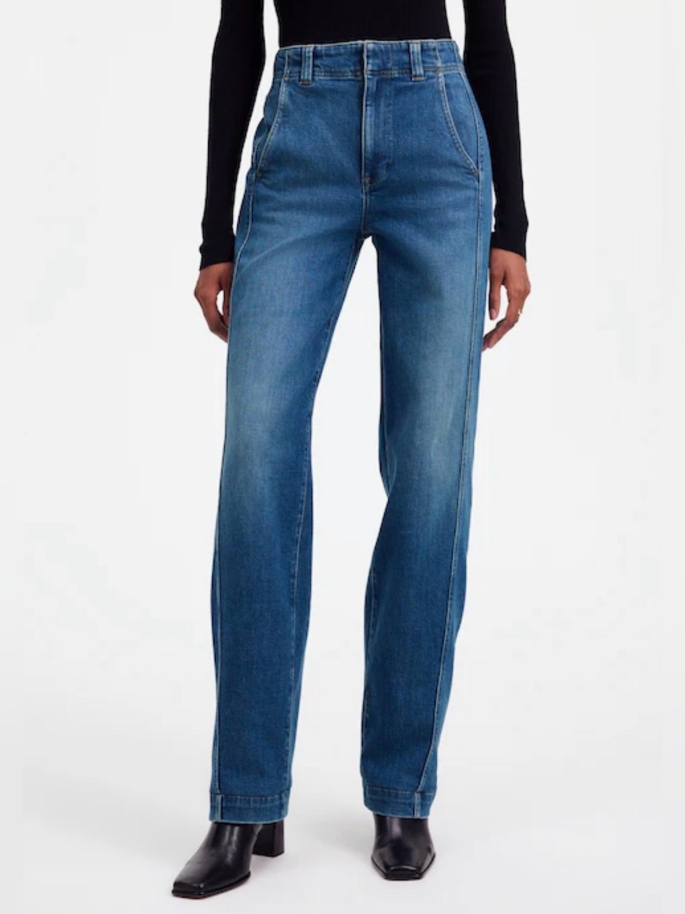 Madewell Tapered Denim Trousers Size 25 NWT High Rise Blue Jeans $148